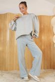 Shoreditch Stripe Lounge Flare Trouser Iceberg & Grey